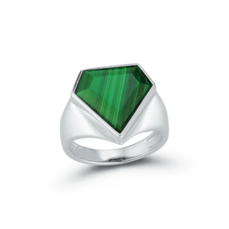 Women’s solitaire diamond rings-Malachite Pentagon Ring