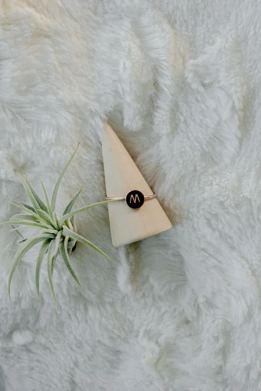 Women’s sterling silver rings-Letter Stamped Ring