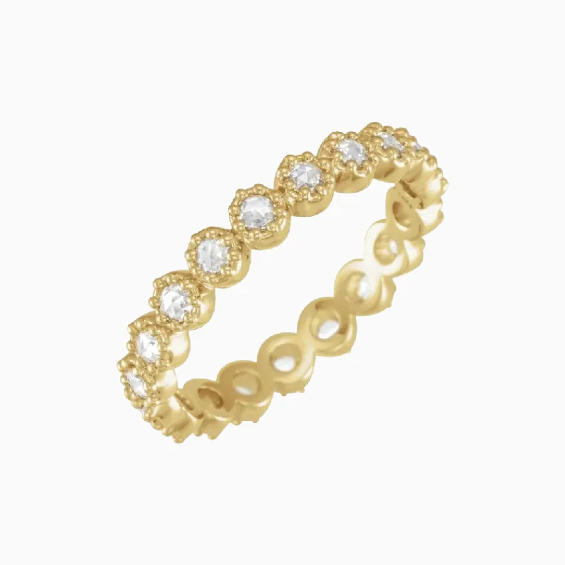 Women’s trendy rings-Rose Diamond Eternity Ring