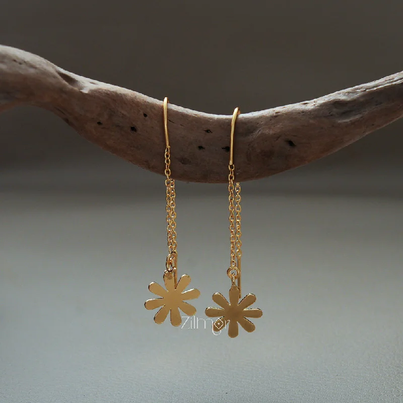 Women’s simple gold earrings-AS1011272 - Thread and Needle Flower Earrings