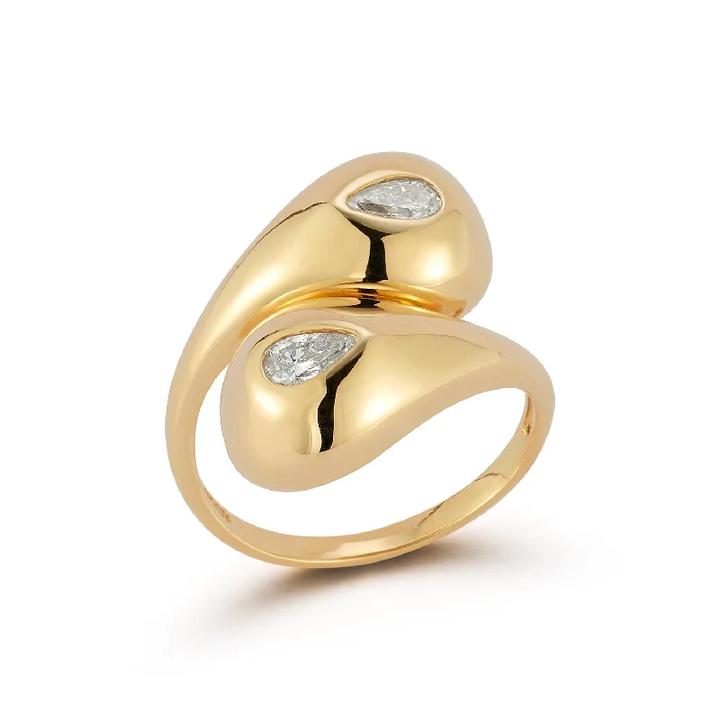 Women’s stacking rings-14kt Twin Water Droplet Ring