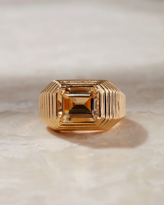 Women’s statement gold rings-The Caroline Step-Cut Ring- Citrine