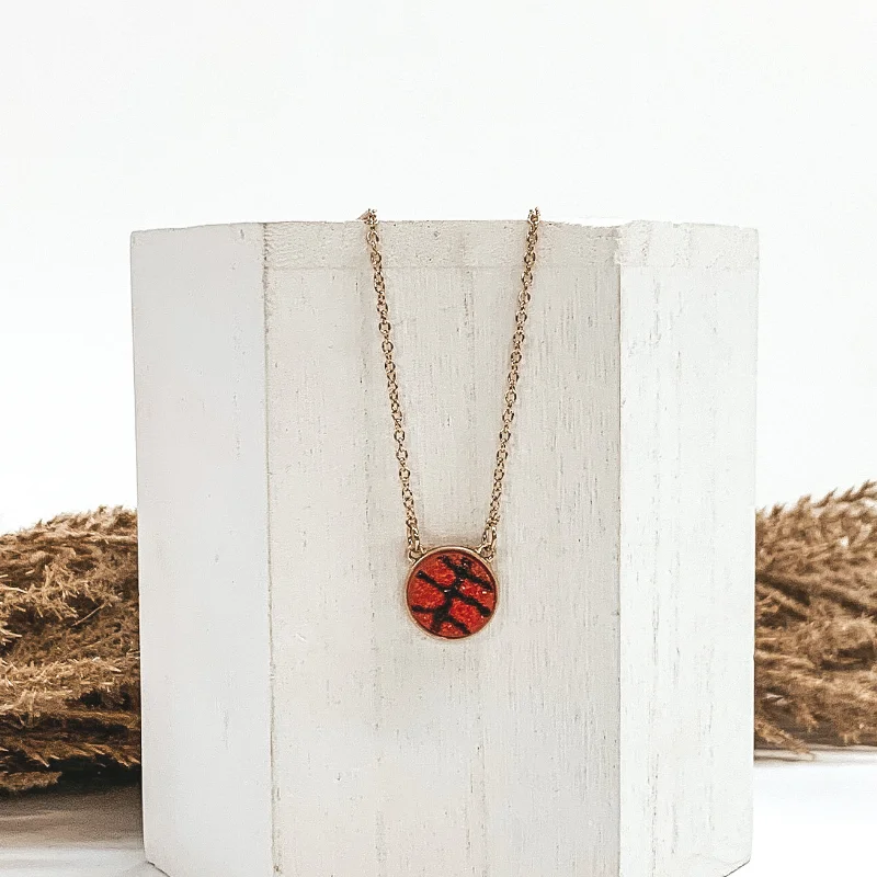 Women’s dainty earrings-Druzy Basketball Necklace in Gold