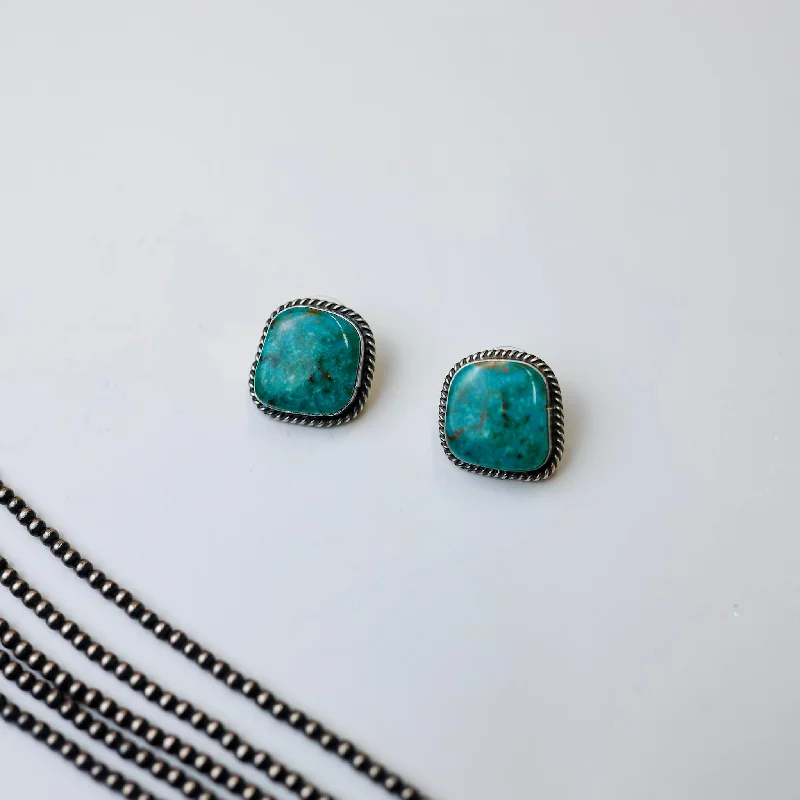 Women’s white gold earrings-Elouise Kee | Navajo Handmade Genuine Sterling Silver and Kingman Stud Earrings #5