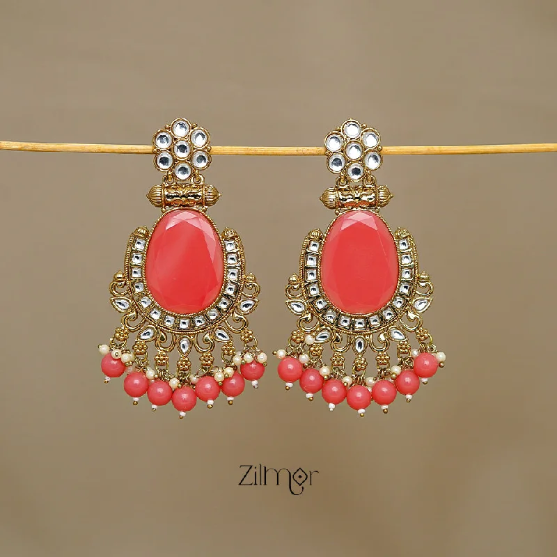 Women’s stainless steel earrings-FS1011243 - Kundan Stud Drop Earrings