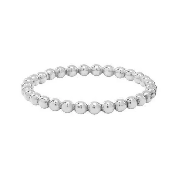 Women’s stackable diamond rings-Beaded Stackable Ring - Silver