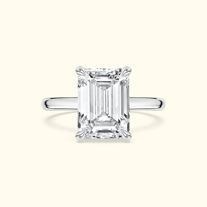 Women’s creative rings-Women’s luxury diamond solitaire engagement ring-'Lilian' Ring with 3.06ct Emerald Diamond