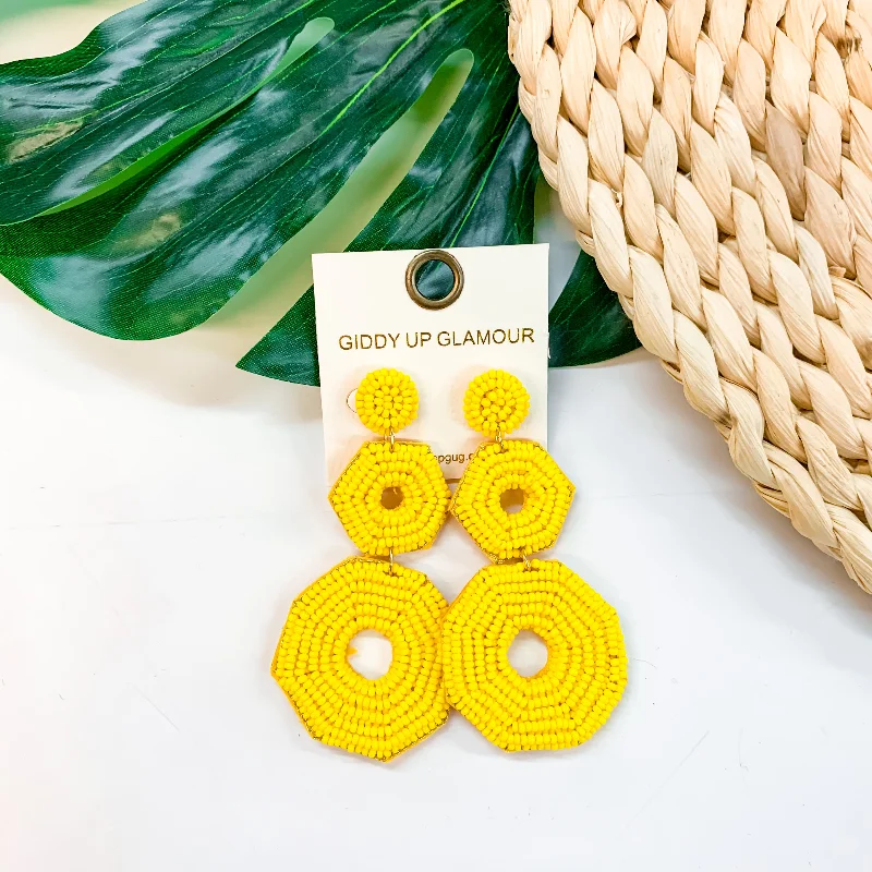 Women’s big hoop earrings-Forever Fearless Seed Bead Earrings In Yellow