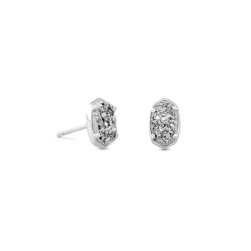 Women’s bold statement earrings-Kendra Scott | Emilie Silver Stud Earrings in Platinum Drusy