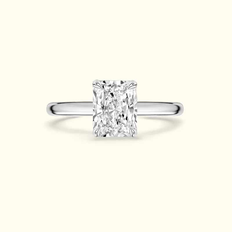 Women’s silver rings-Women’s vintage engagement ring-'Lilian' Ring with 3.02ct Radiant Diamond