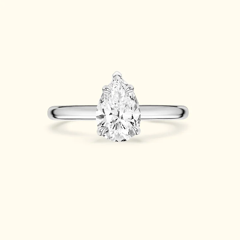 Women’s designer gemstone rings-Women’s sparkling engagement ring-'Lilian' Ring with 1.54ct Pear Diamond