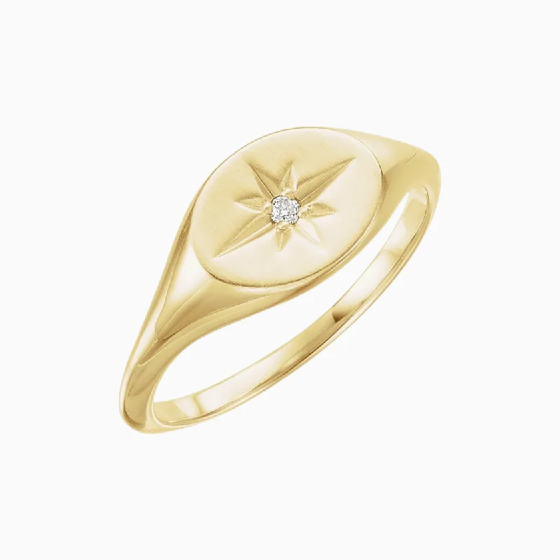 Women’s thick rings-Starburst Signet Ring