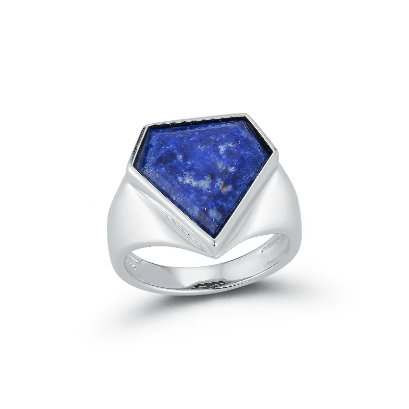 Women’s chunky rings-Lapis Pentagon Ring