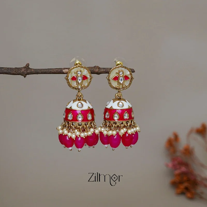 Women’s bold hoop earrings-FS1011246 - Meenakari Kundan Jumkha Earrings