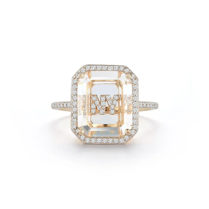 Women’s emerald cut rings-Double Secret Initial Ring