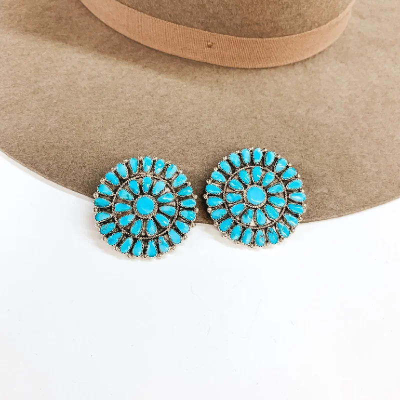 Women’s simple stud earrings-Arthur J Williams | Navajo Handmade Sterling Silver Circle Cluster Stud Earrings