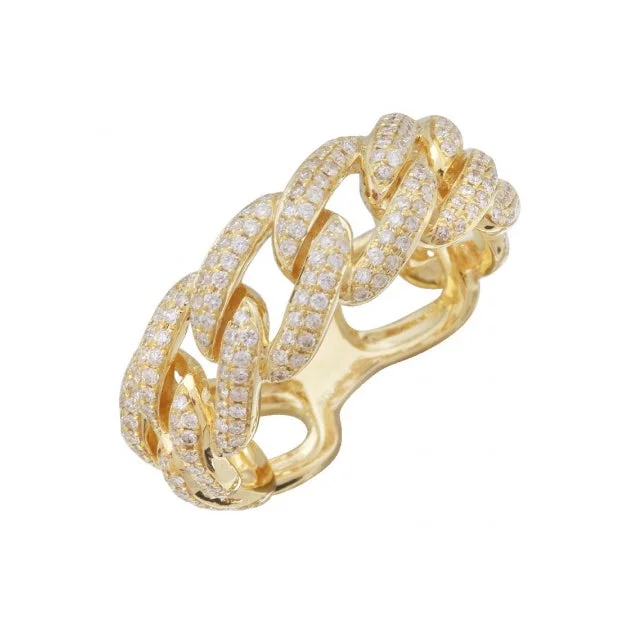 Women’s pearl rings-Micropavé Puffy Chain Link Ring