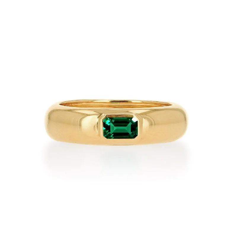 Women’s creative rings-Rachel Reid Burnished Green Emerald Domed Ring