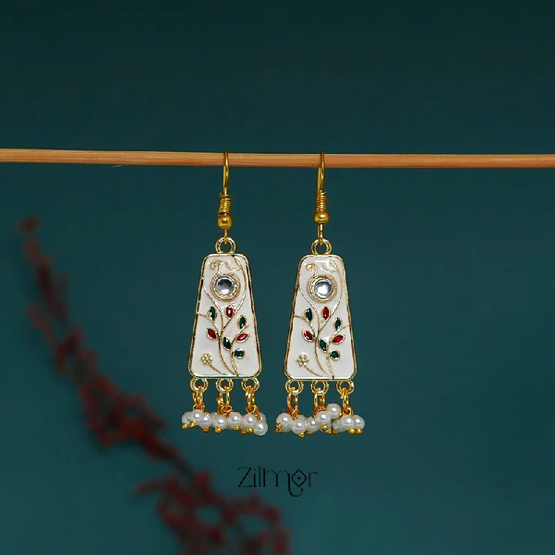 Women’s handmade beaded earrings-ZI1011288 - Meenakari Long Danglers Earrings