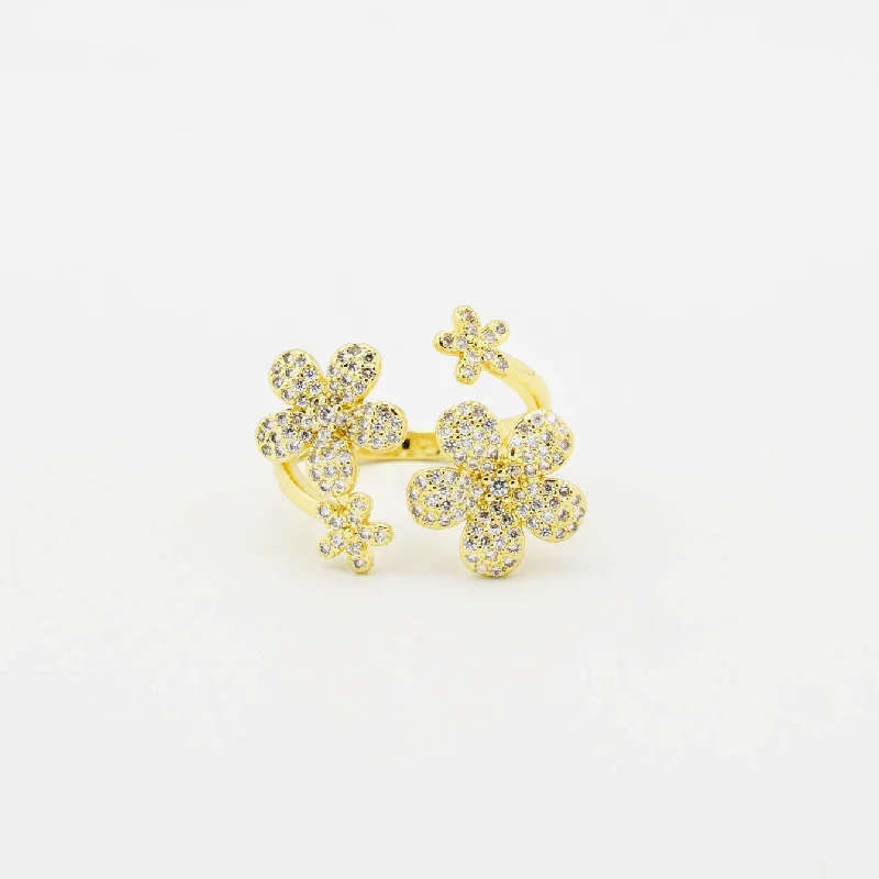 Women’s minimalist rings-Multi Flower Ring P7