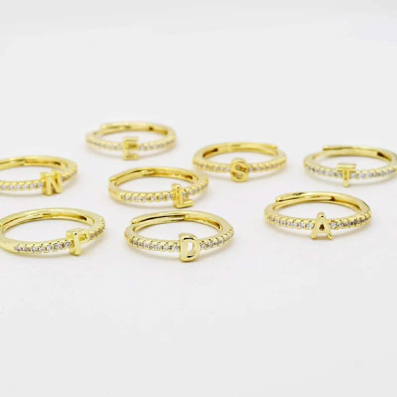 Women’s unique gemstone rings-Initials Gold Ring