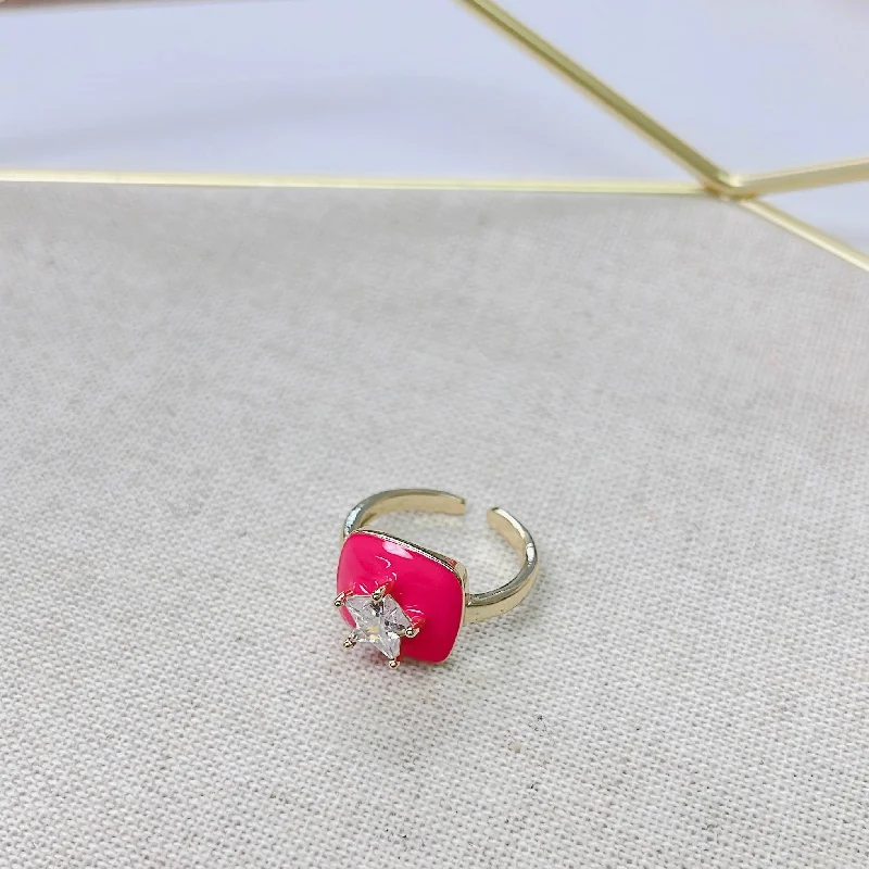 Women’s cocktail rings with gemstones-Star Hot Pink Ring P3