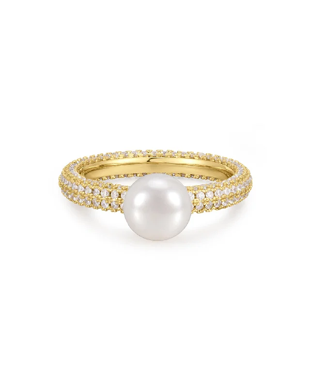 Women’s luxury rings-The Pearl Pave Amalfi Ring