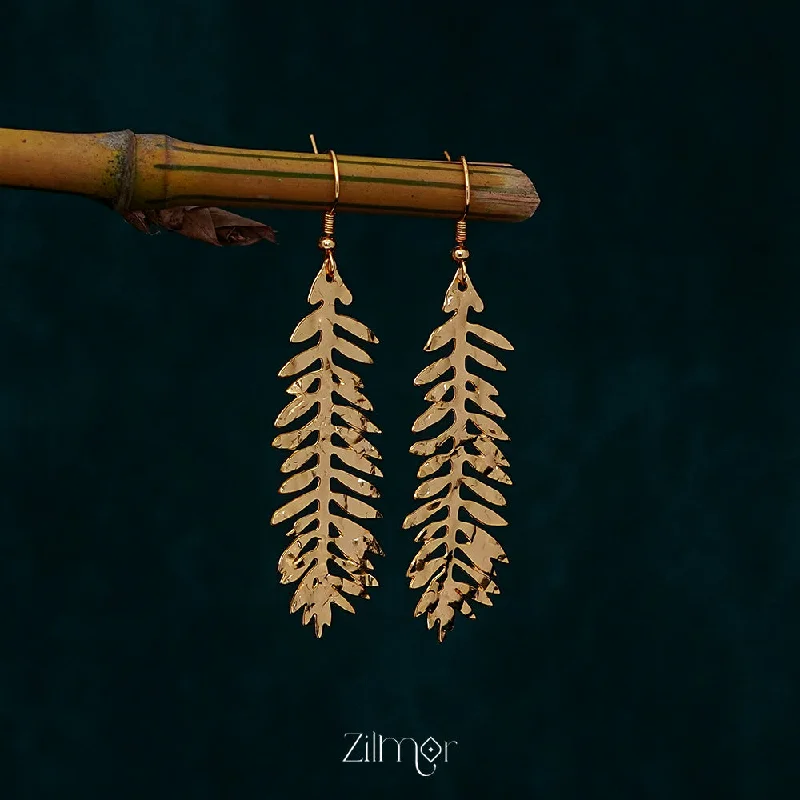 Women’s teardrop earrings-ZJ1011346 - Golden Leaf Earrings