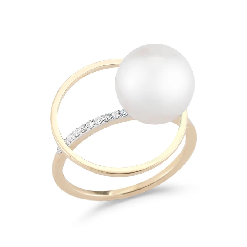 Women’s statement cocktail rings-14kt Pearl Orbit Ring