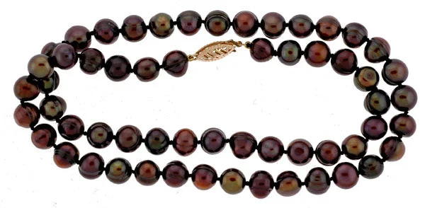 Women’s eternity rings-18" Chocolate Ring Pearl Necklace (SKU: 190815)