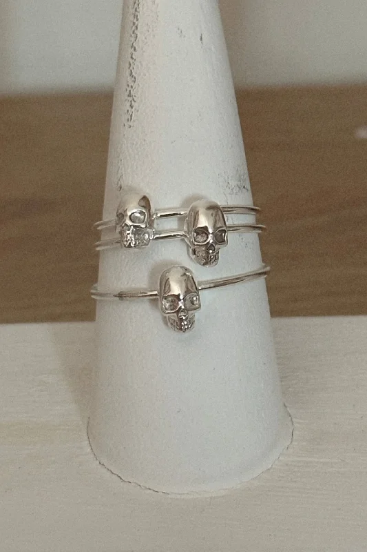 Women’s aquamarine rings-Skull Ring