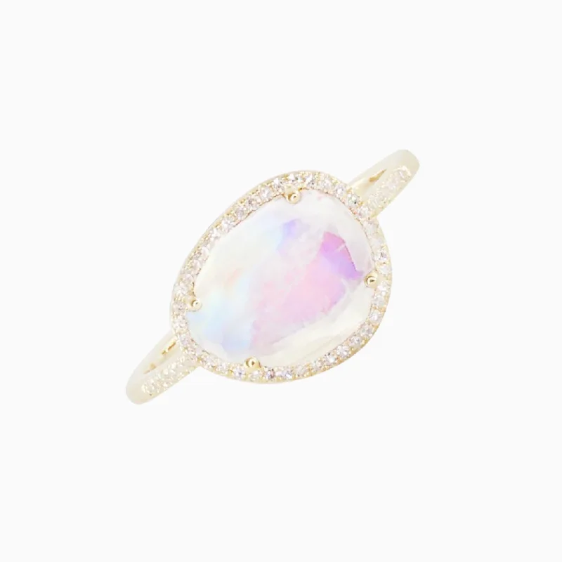 Women’s fashion rings-Diamond Moonstone Ring