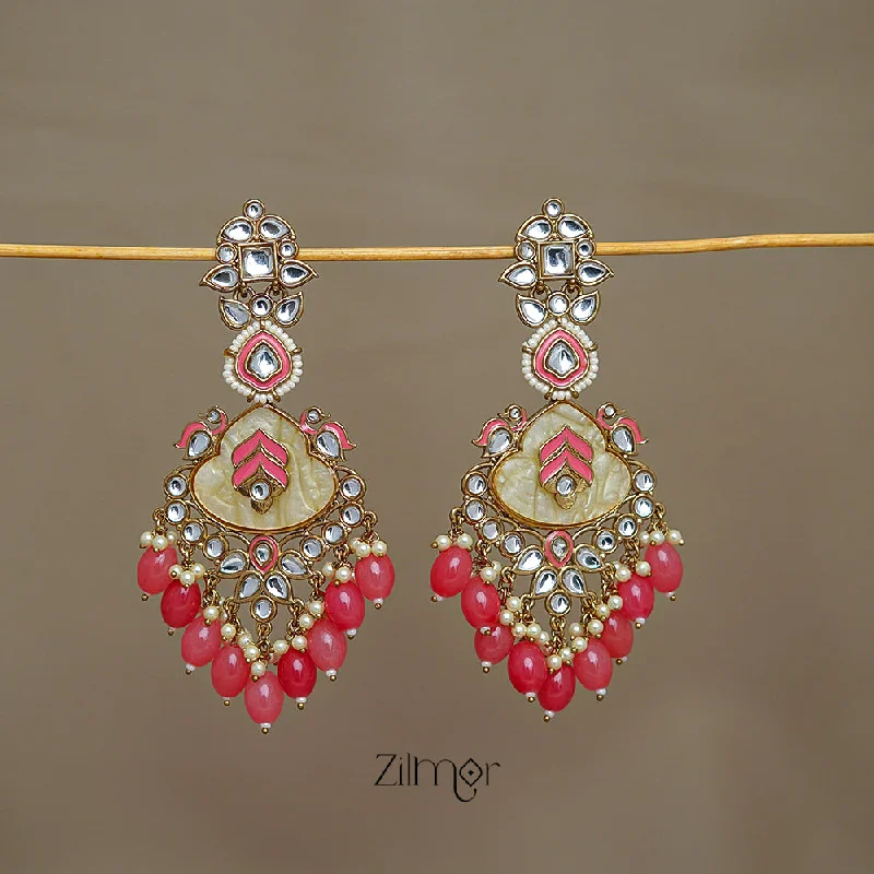 Women’s retro-inspired earrings-FS1011252 -  Designer Kundan Chandbali Earrings