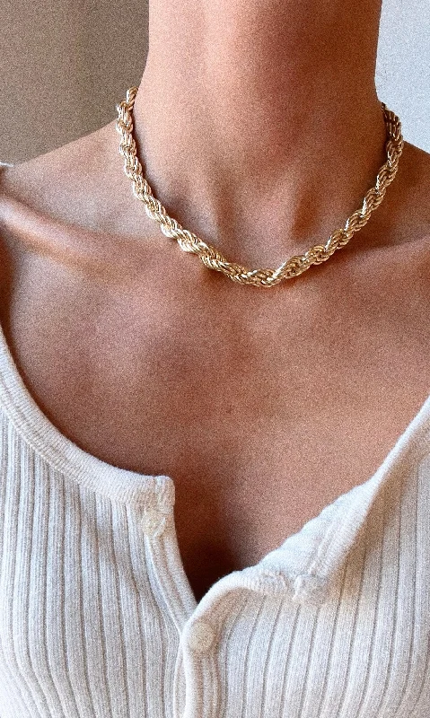 Women’s minimalist rings-Thick Layering  Rope Necklace