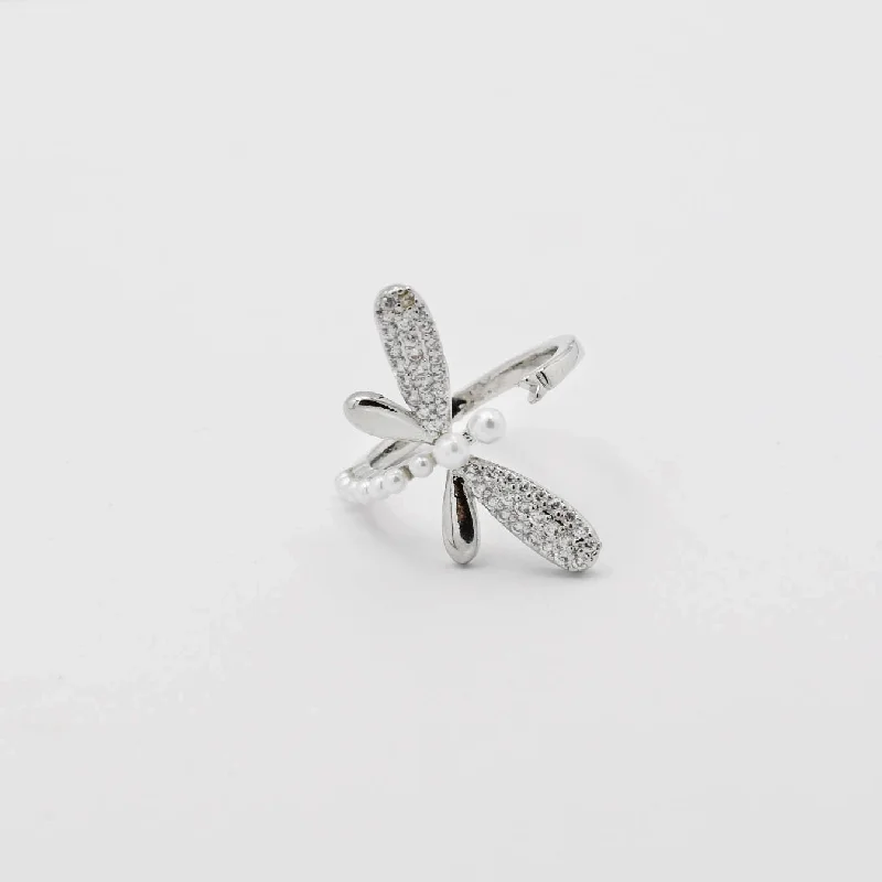 Women’s aquamarine rings-Dragonfly Silver Ring P11