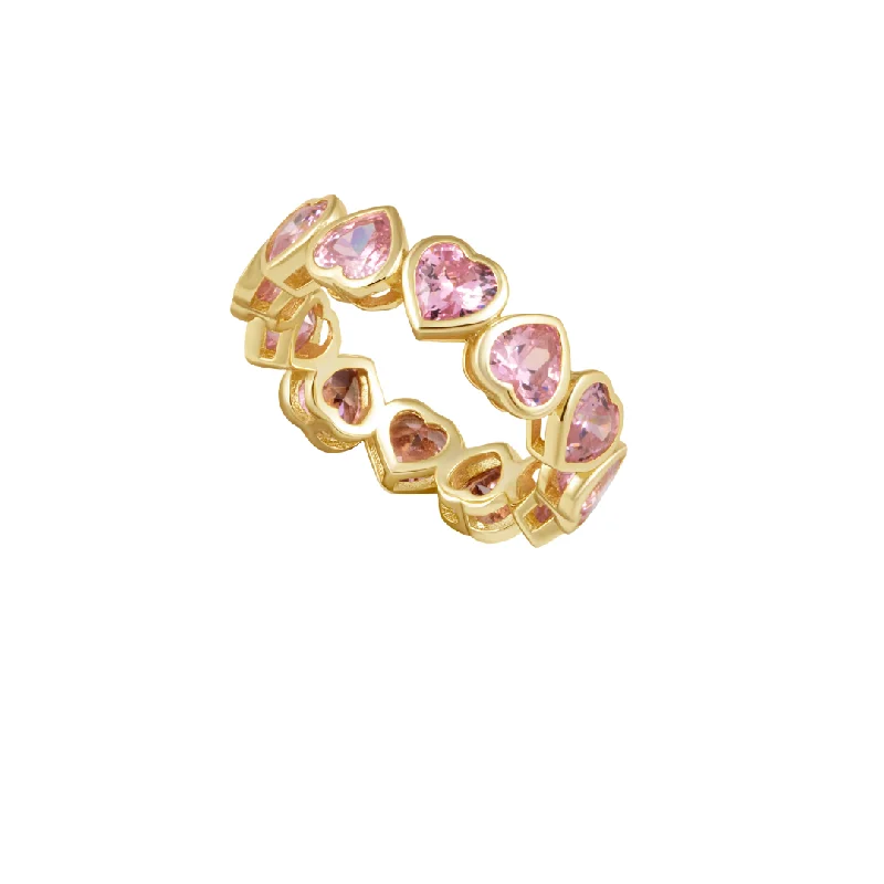 Women’s designer gemstone rings-Bezel Heart Ring Pink