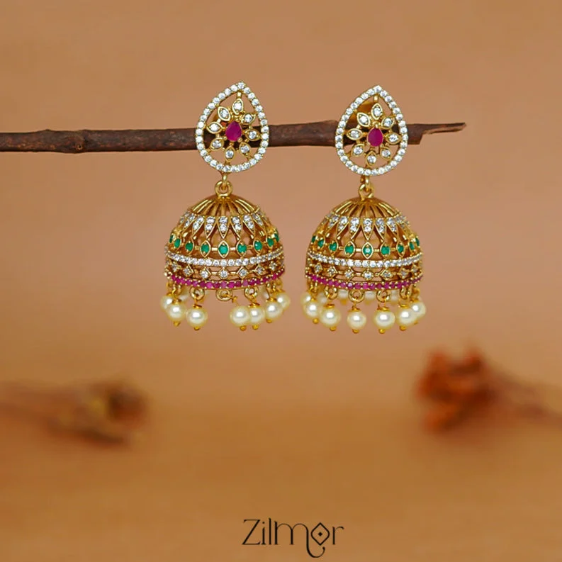 Women’s crystal earrings-ZL1011435 - Premium Antique  AD Stone Jumkha Earrings