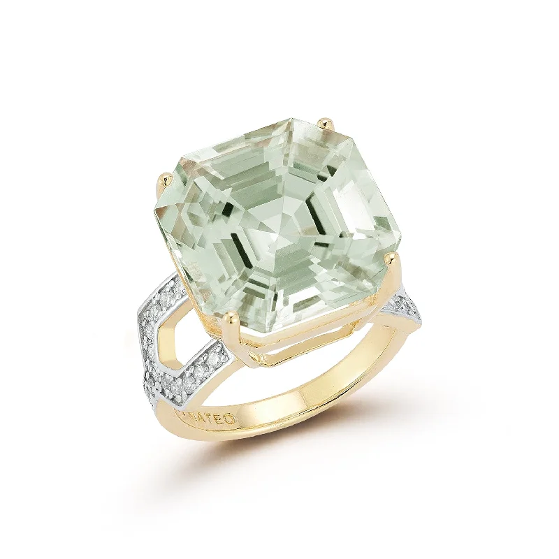 Women’s unique gold rings-14kt Asscher Cut Green Amethyst Ring