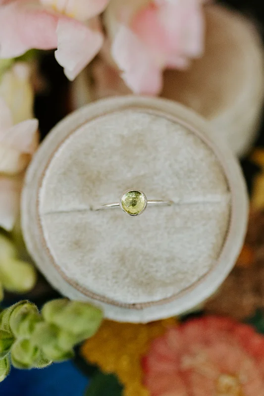 Women’s silver rings-Faceted Peridot Ring