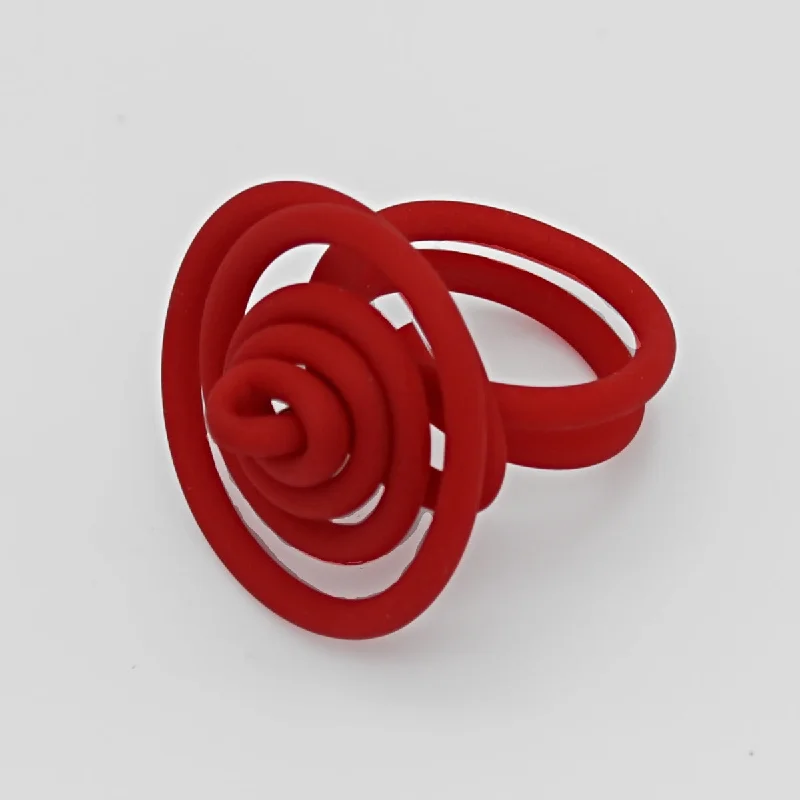 Women’s designer gemstone rings-Red Cefalu Swirl Ring