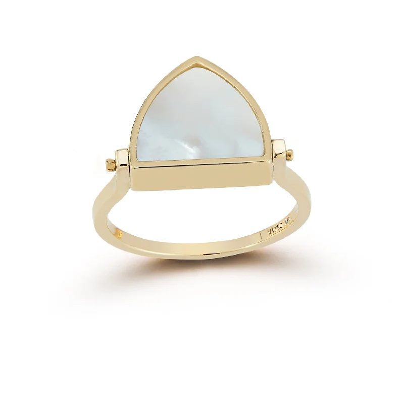 Women’s heart-shaped engagement rings-14kt Mother of Pearl Flip Ring