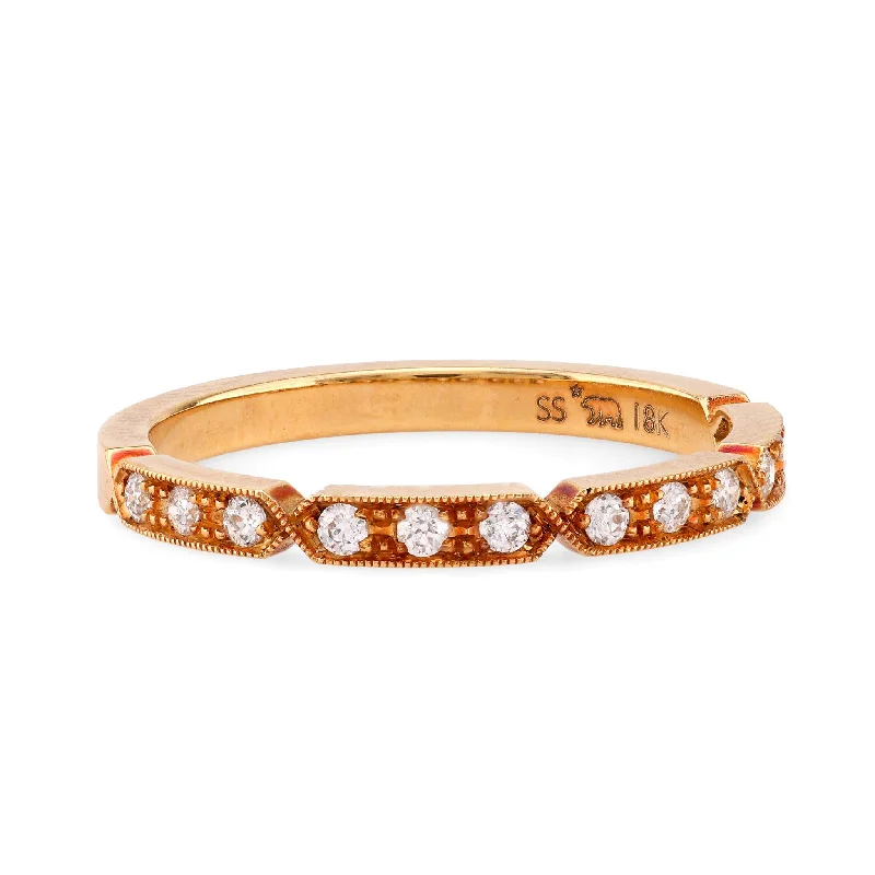 Women’s cocktail rings with gemstones-Women’s antique-style engagement ring-Modern Diamond 18K Yellow Gold Eternity Ring