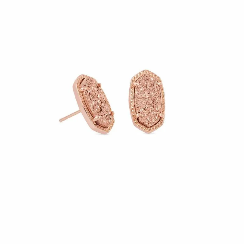 Women’s diamond stud earrings-Kendra Scott | Ellie Rose Gold Stud Earrings in Rose Gold Drusy