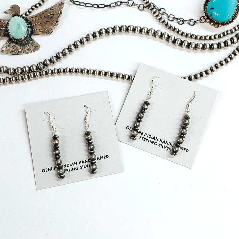 Women’s twisted rope earrings-Mason Lee | Navajo Handmade Sterling Silver Navajo Pearl and Saucer Beaded Drop Earrings