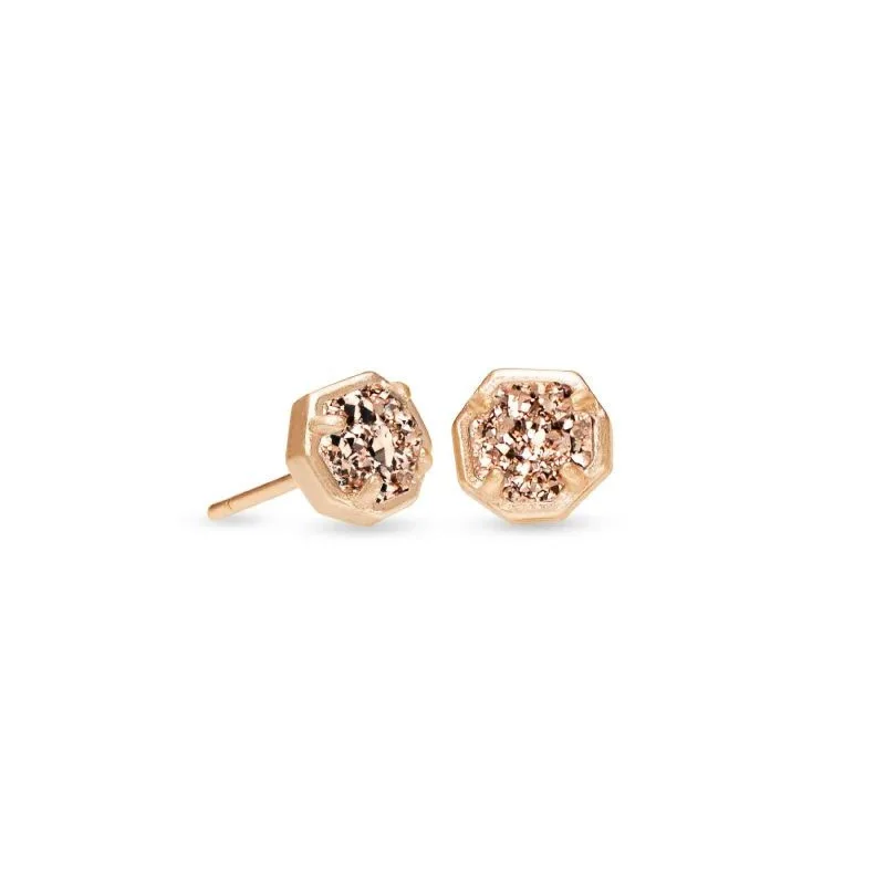 Women’s luxury gold earrings-Kendra Scott | Nola Rose Gold Stud Earrings in Rose Gold Drusy