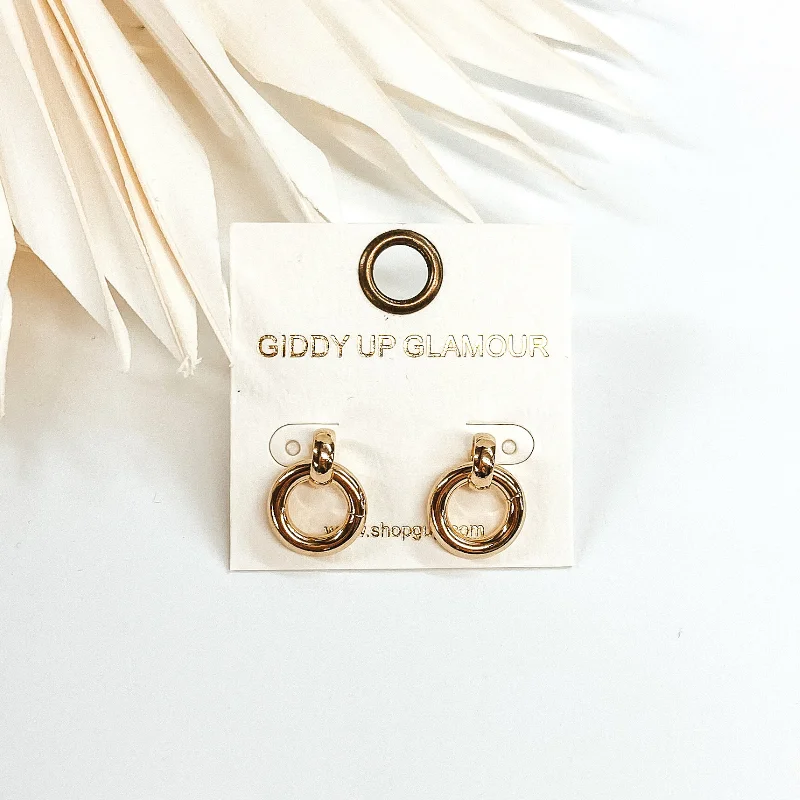 Women’s small stud earrings-Dainty Drop Circle Earrings in Gold