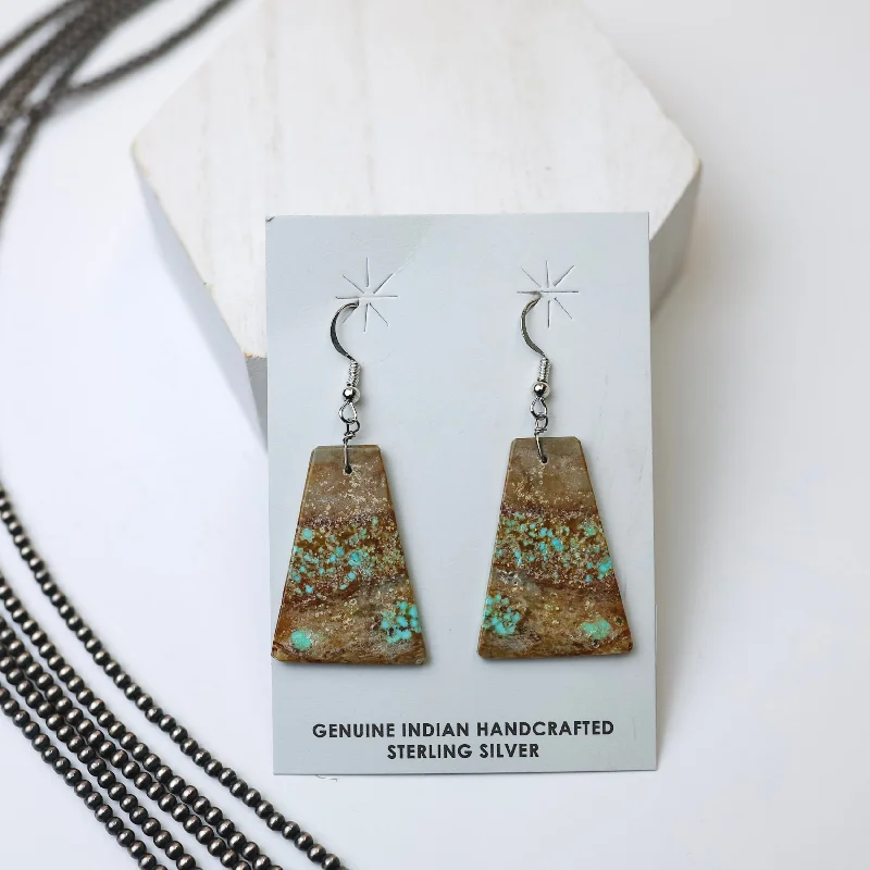 Women’s leather earrings-Corraine Smith | Navajo Handmade Number 8 Rectangle Slab Earrings #2