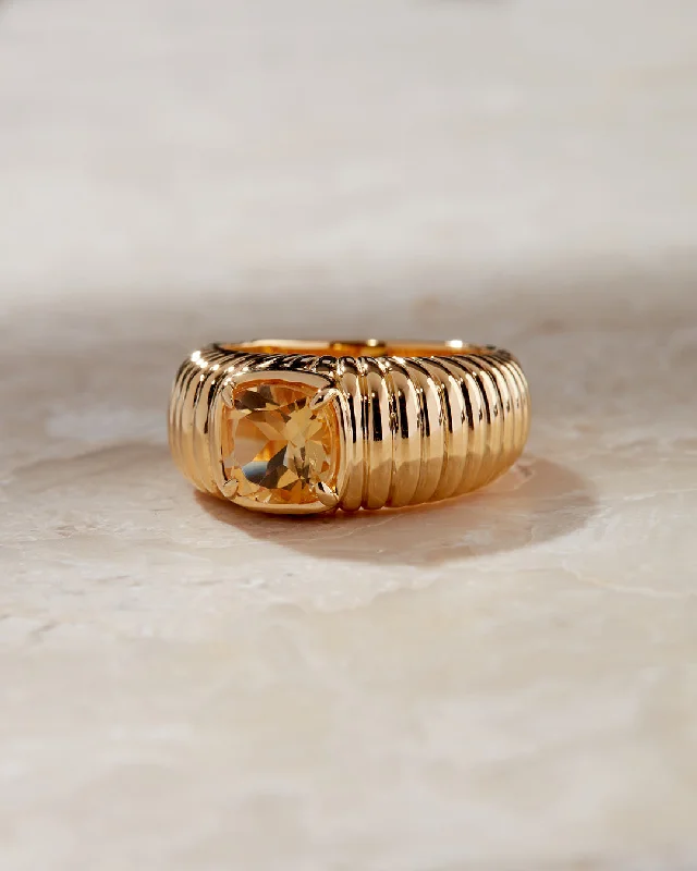 Women’s luxury diamond engagement rings-The Elizabeth Cushion Ring- Citrine