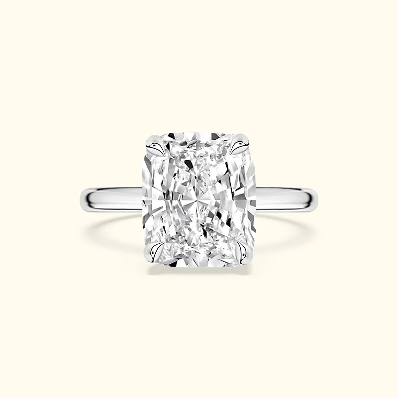 Women’s engagement rings-Women’s diamond engagement ring-'Lilian' Ring with 4.02ct Cushion Diamond