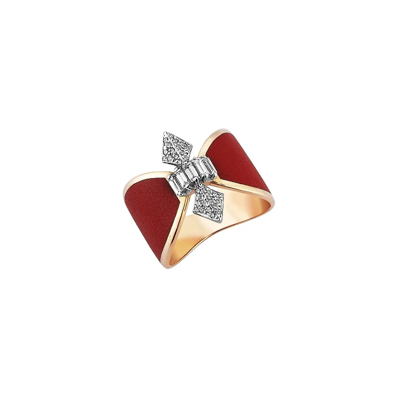 Women’s creative rings-Crown Claret Red Ceramic Ring